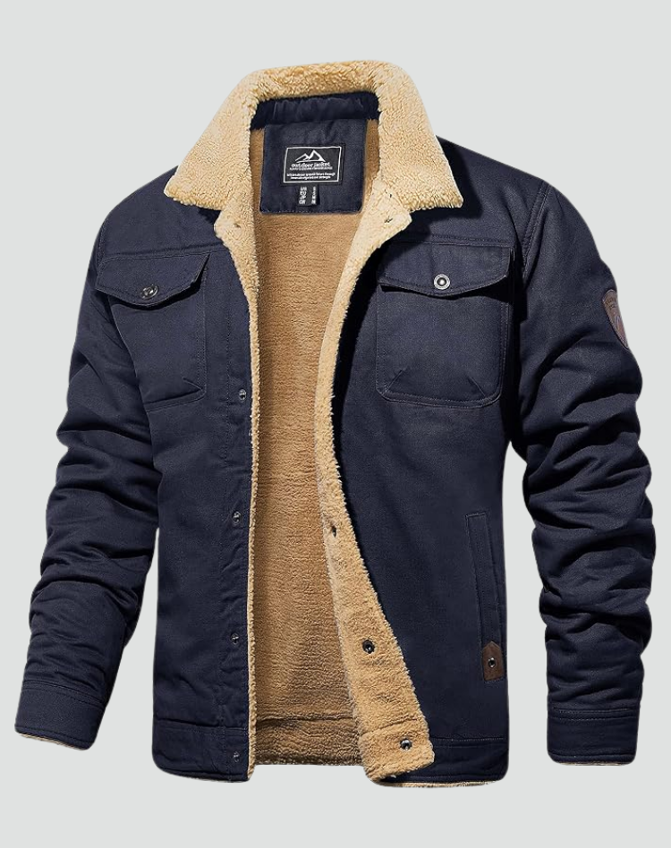 Sherpa Fleece Jas Heren Gevoerd Drukknopen Borstzakken
