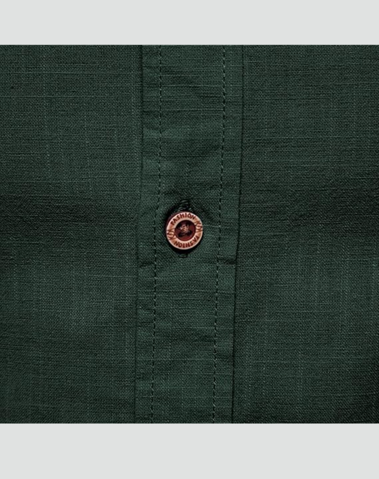 Heren Linnen Overhemd Korte Mouwen Slim Fit