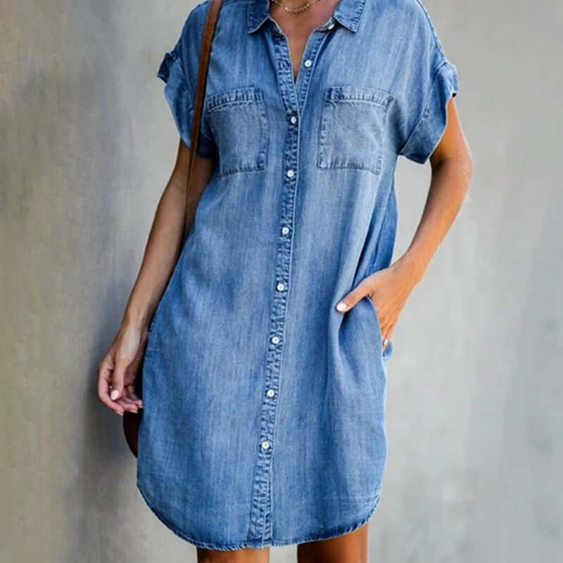 Denim Jurk Voor Dames Met Comfortabele Pasvorm En Tijdloos Design
