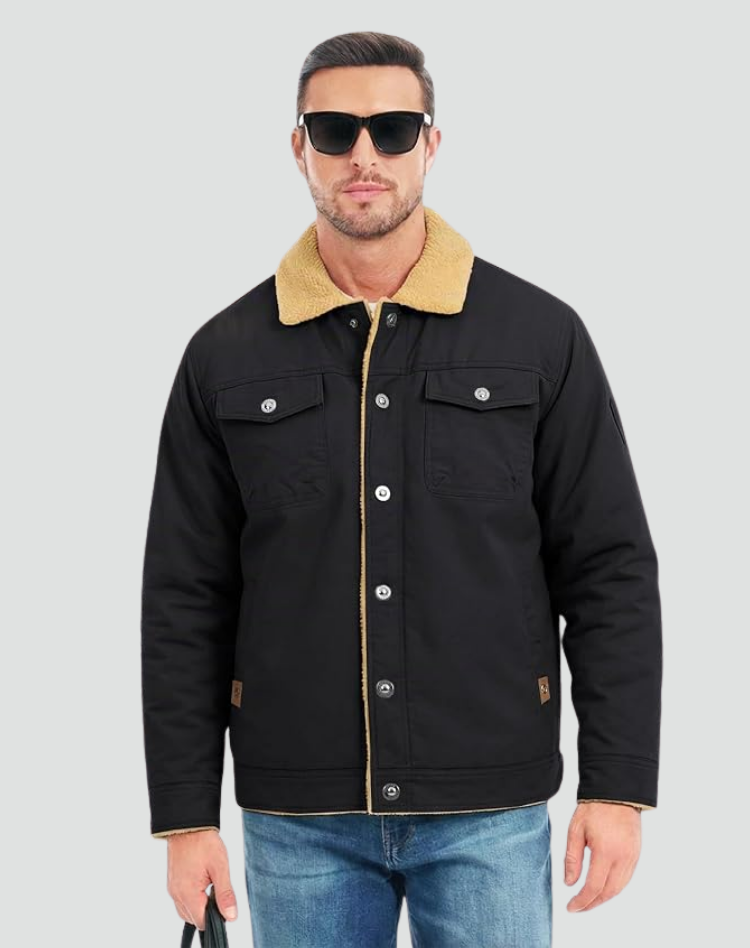 Sherpa Fleece Jas Heren Gevoerd Drukknopen Borstzakken