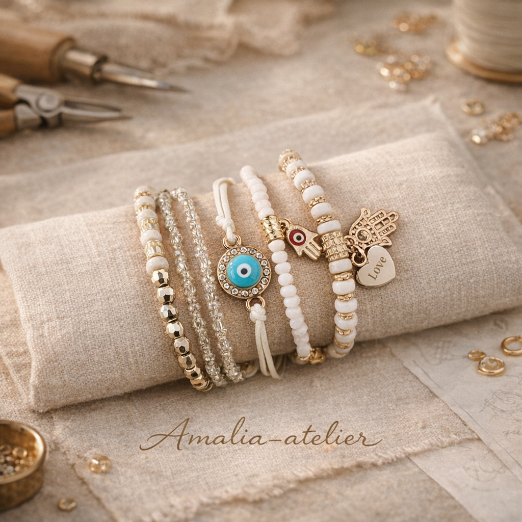 Safira Hamsa Armbandenset – Symbolische Elegantie