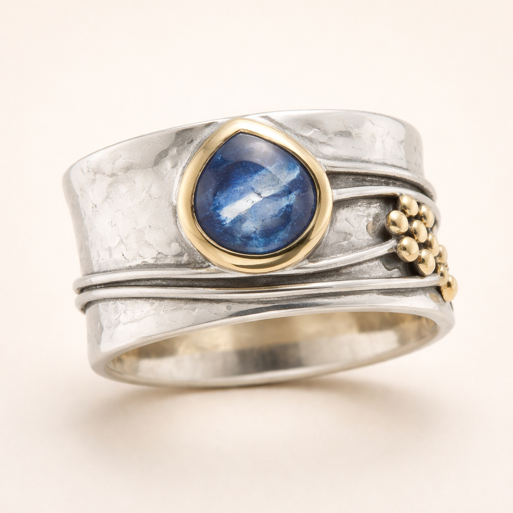 Aurélia Vintage Ring met Blauwe Steen