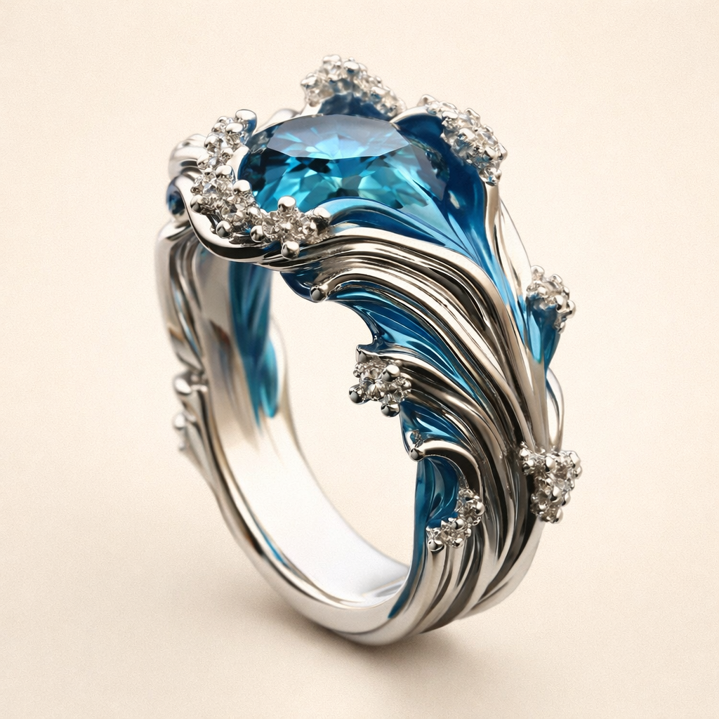 Vintage Ocean Vuggende Kristalring