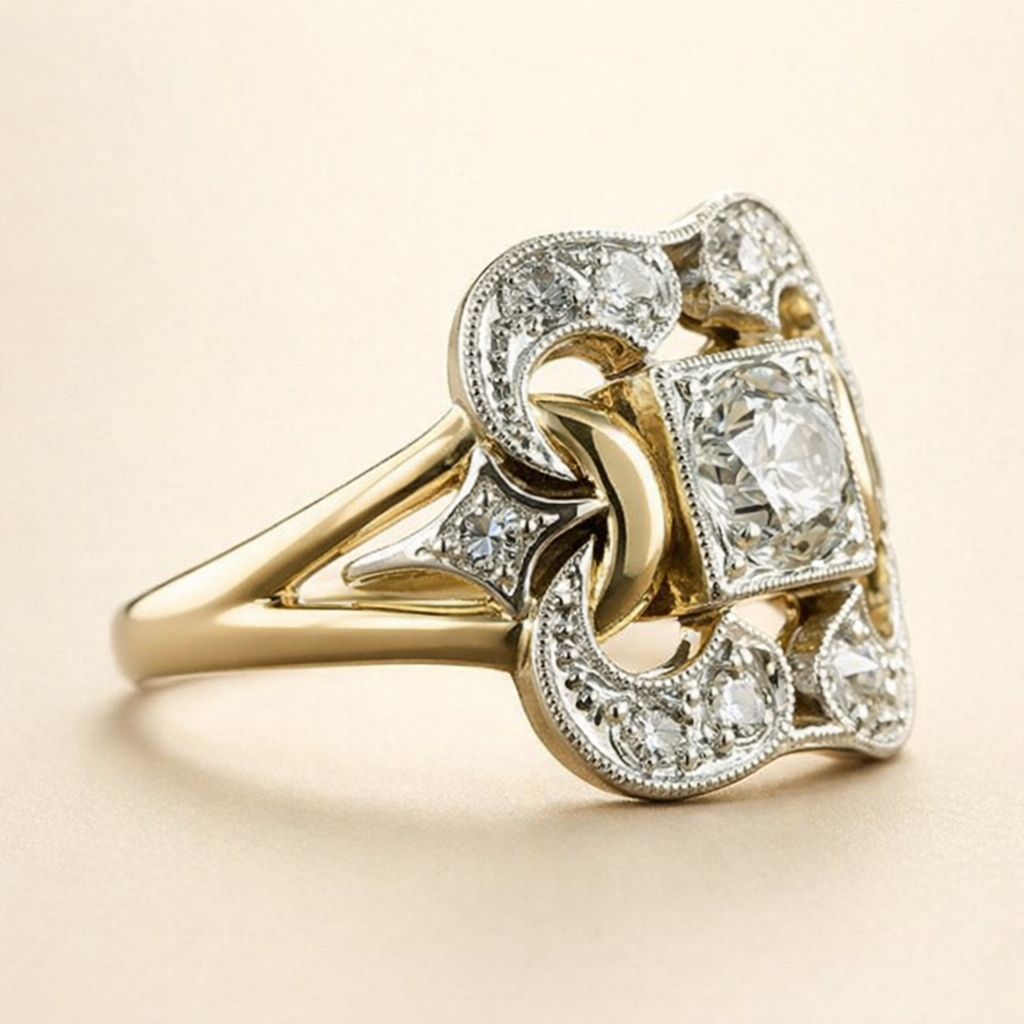 Stralende vintage zirkonia ring