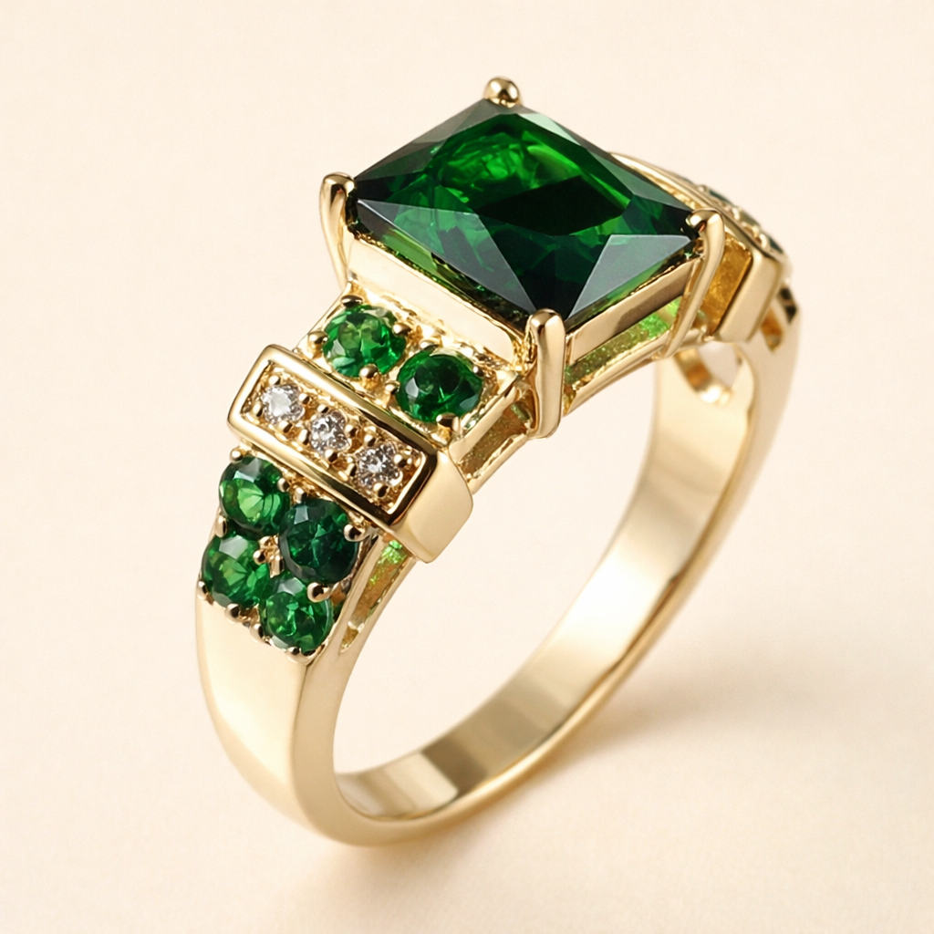 Elegante gouden ring met smaragd