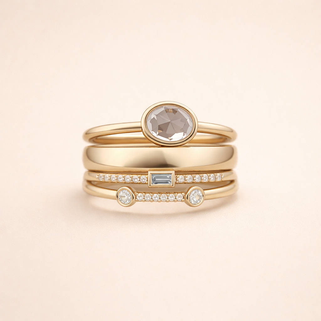 Elegante gouden ring met zirkonia in vintage stijl