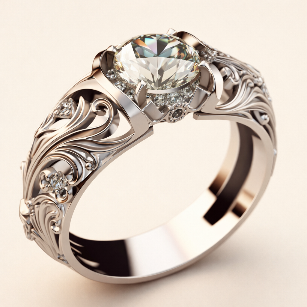 Elegante ring van wit goud met sprankelende kristallen