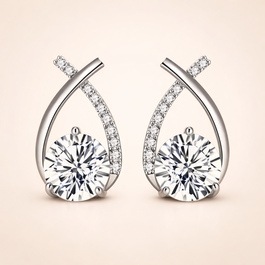Elegante oorbellen van wit goud met subtiele glans