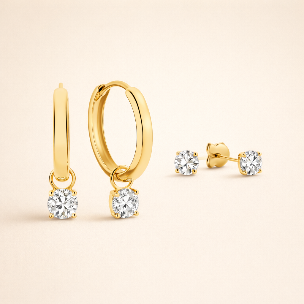 Elegante oorbellen van wit goud met maansteen