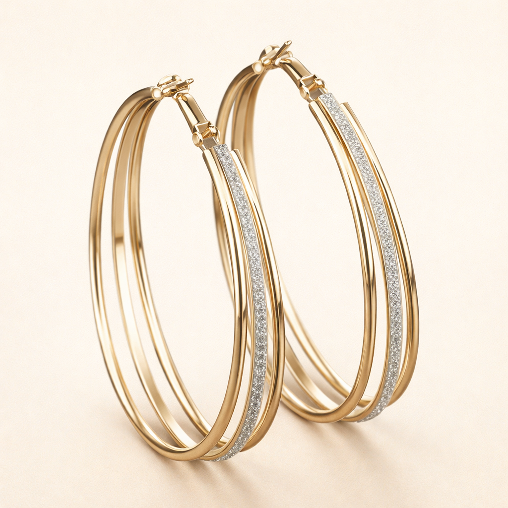Elegante gouden oorbellen met glanzende zirkonia