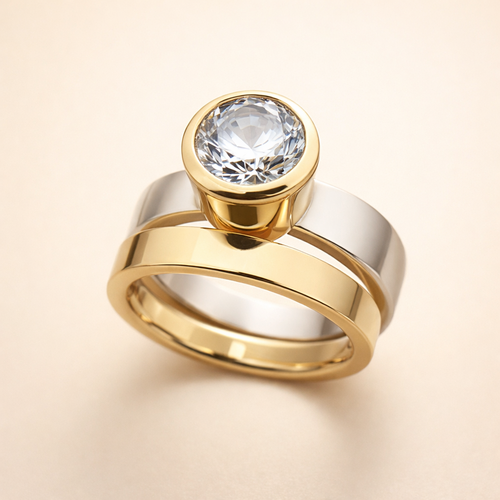 Elegante gouden ring met verfijnd glasdesign