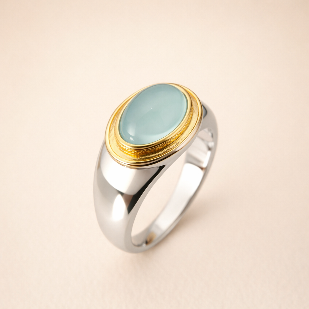 Elegante groene maansteenring in zilver