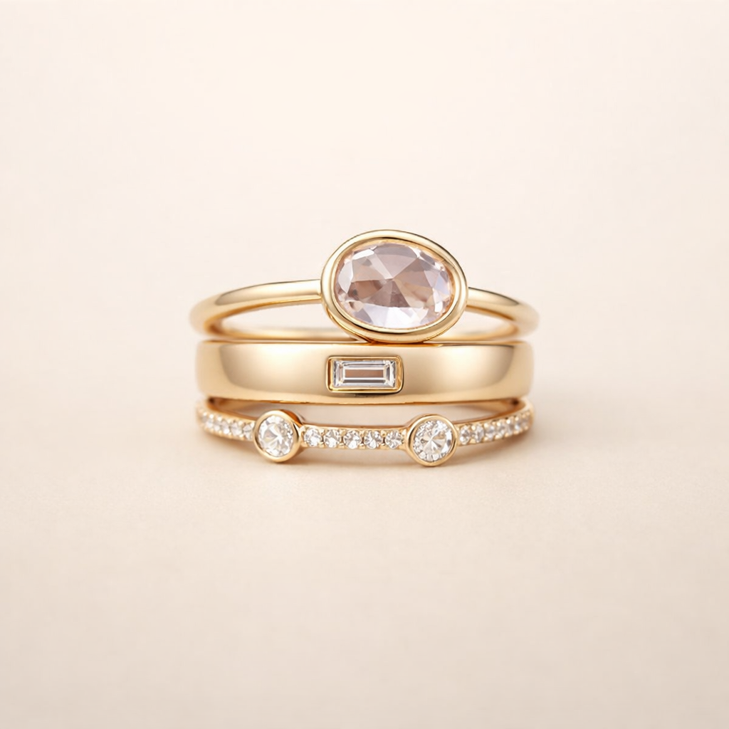 Elegante gouden ring met zirkonia in vintage stijl