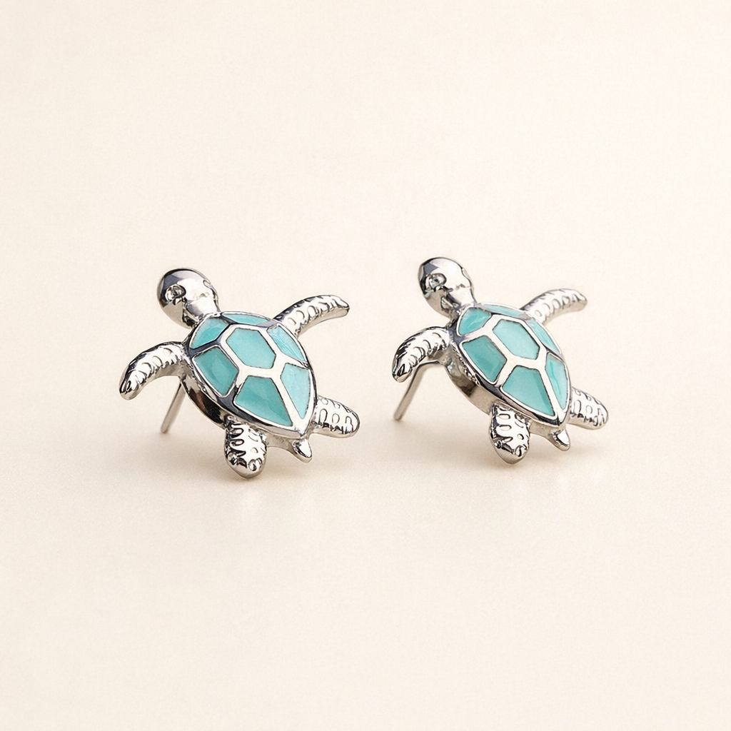 Zilver met opaal oorbellen in zeeschildpad ontwerp