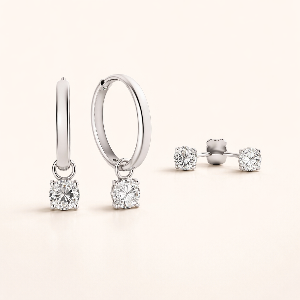 Elegante oorbellen van wit goud met maansteen