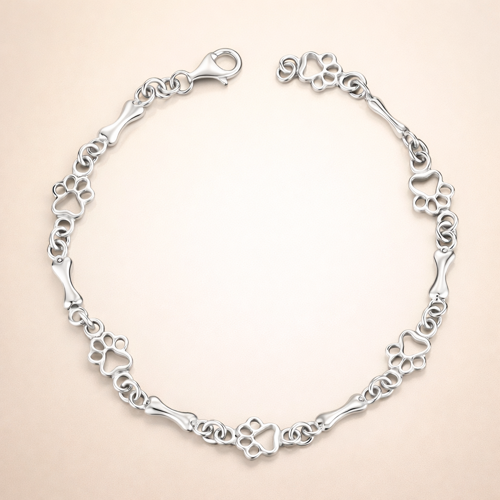 Beperkte Editie Pure Zilveren Hondenpoot en Bot Bedels Armband