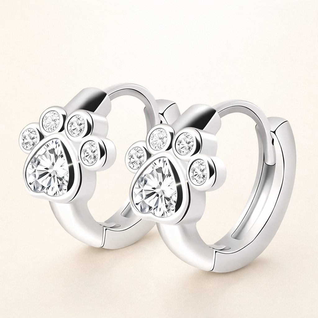 Paw Huggie Hoops met Sprankelende Zirconia