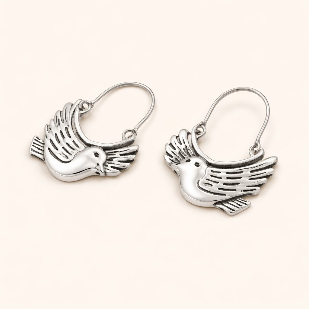 Boho Vogel-Inspiratie Dangle Oorbellen – Zilverkleurig