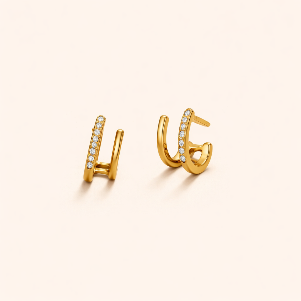 Gouden & Crystal Claw Oorbellen