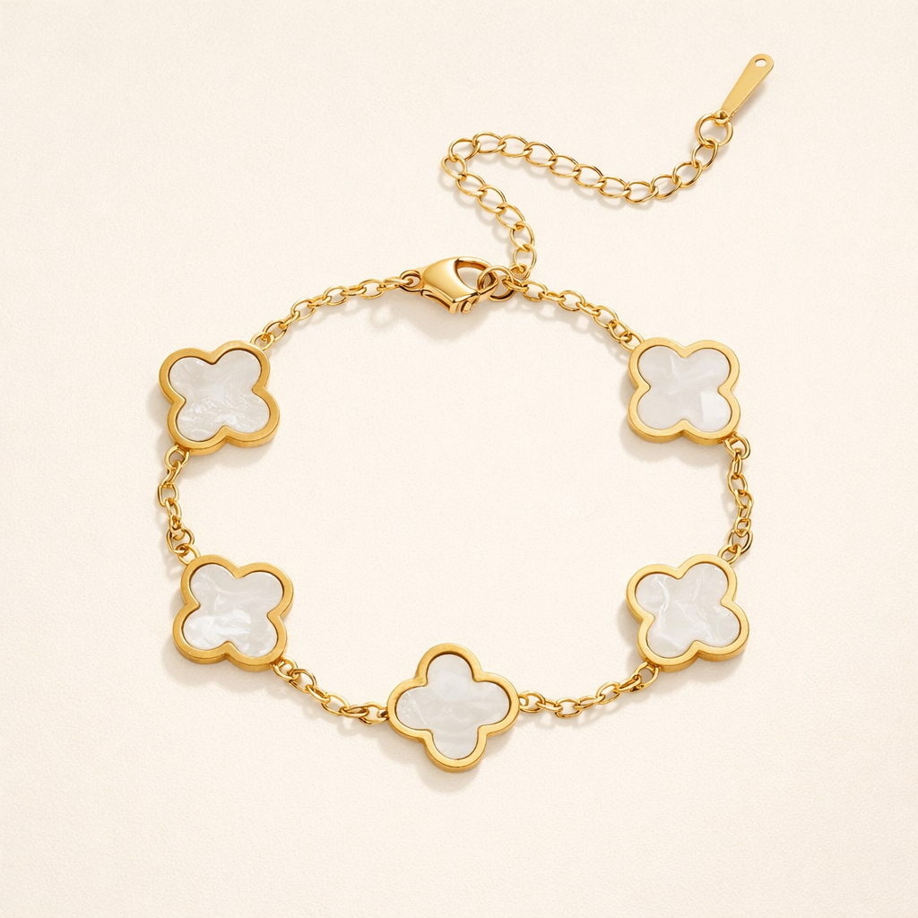 Witte Klaver Armband