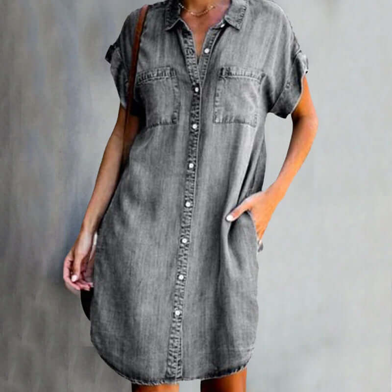 Denim Jurk Voor Dames Met Comfortabele Pasvorm En Tijdloos Design