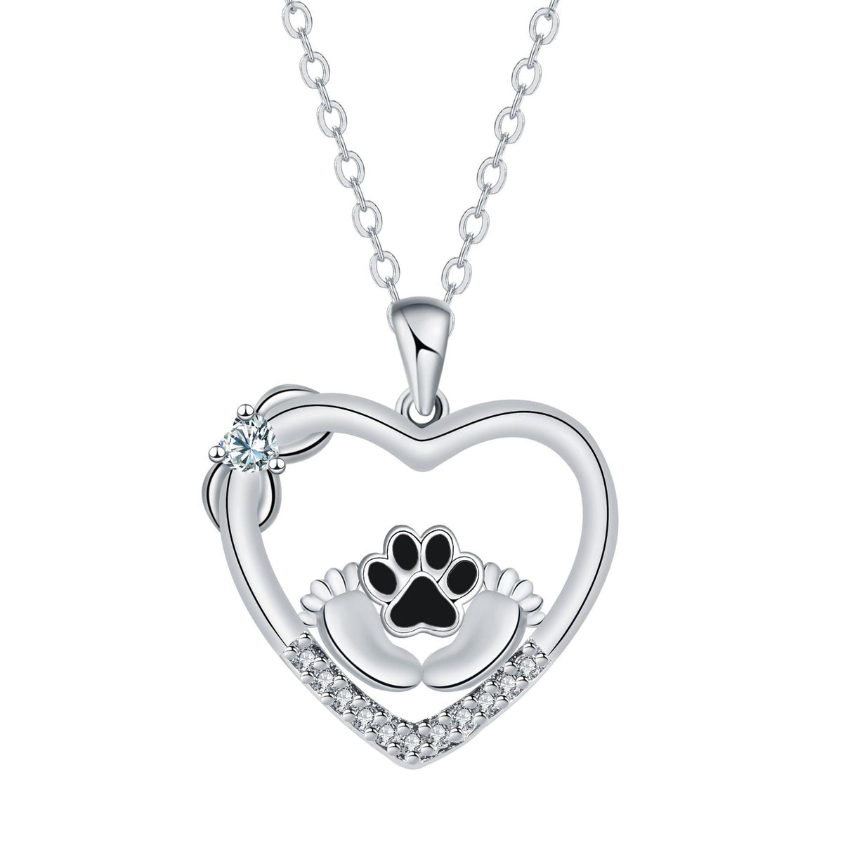 Little Feet Hondenpootafdruk Ketting en Zirkonia