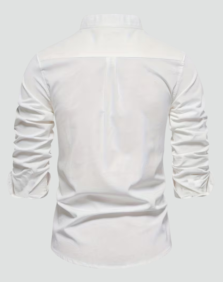 Heren Linnen Overhemd Korte Mouwen Slim Fit