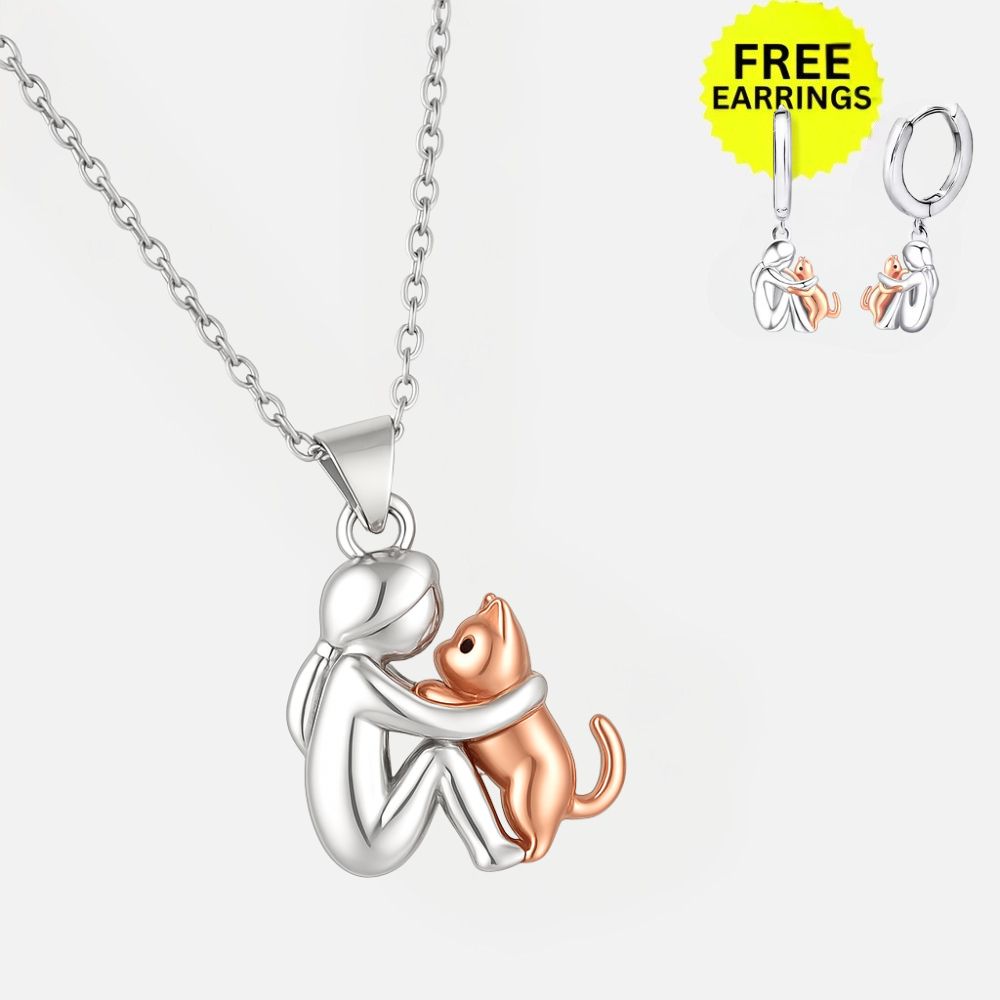 Kat Knuffel Hanger Ketting met Bonus Oorbellen – Beperkte Tijd Aanbieding