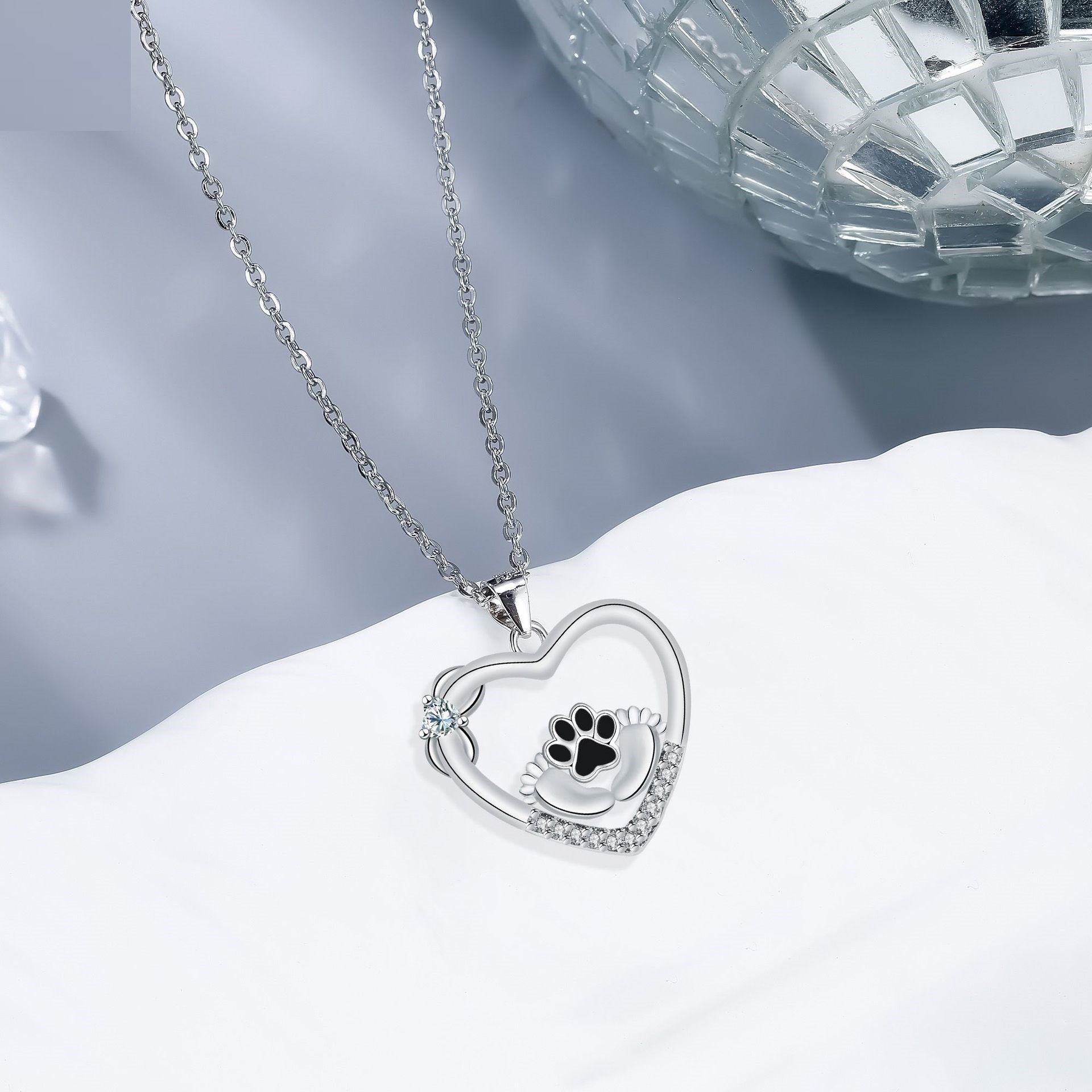 Little Feet Hondenpootafdruk Ketting en Zirkonia