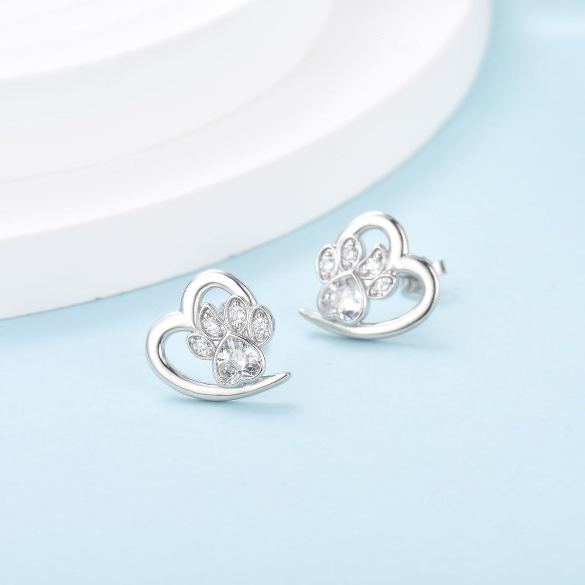 Poot en Hart Oorbellen met Zirconia