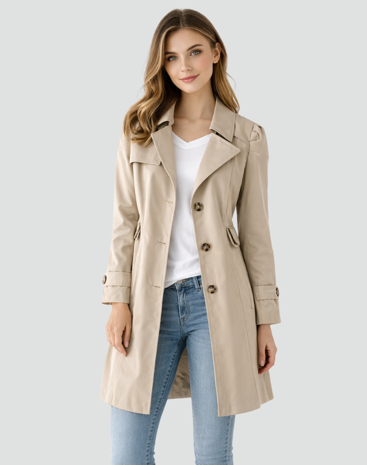 Trenchcoat Dames Slim Fit Lichtgewicht Klassiek Kraag met Revers