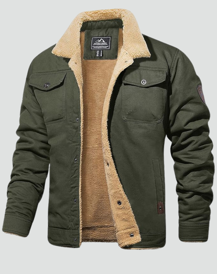 Sherpa Fleece Jas Heren Gevoerd Drukknopen Borstzakken