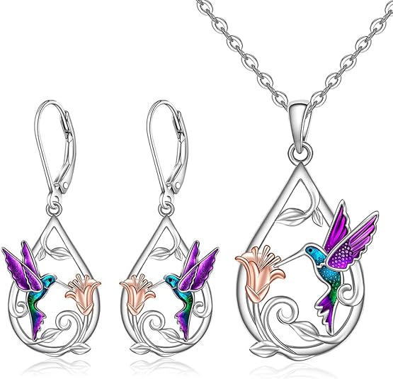 Mooie Kolibrie Ketting voor Vrouwen met Bonus Oorbellen