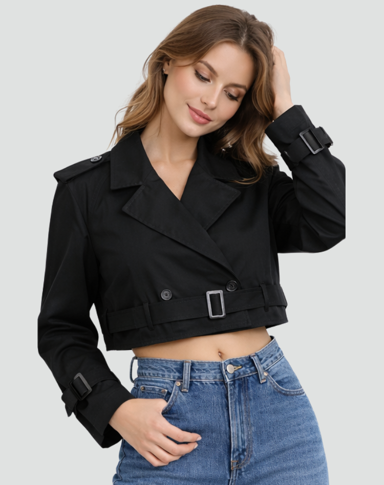 Trenchcoat Dames Regular Fit Katoen Korte Pasvorm
