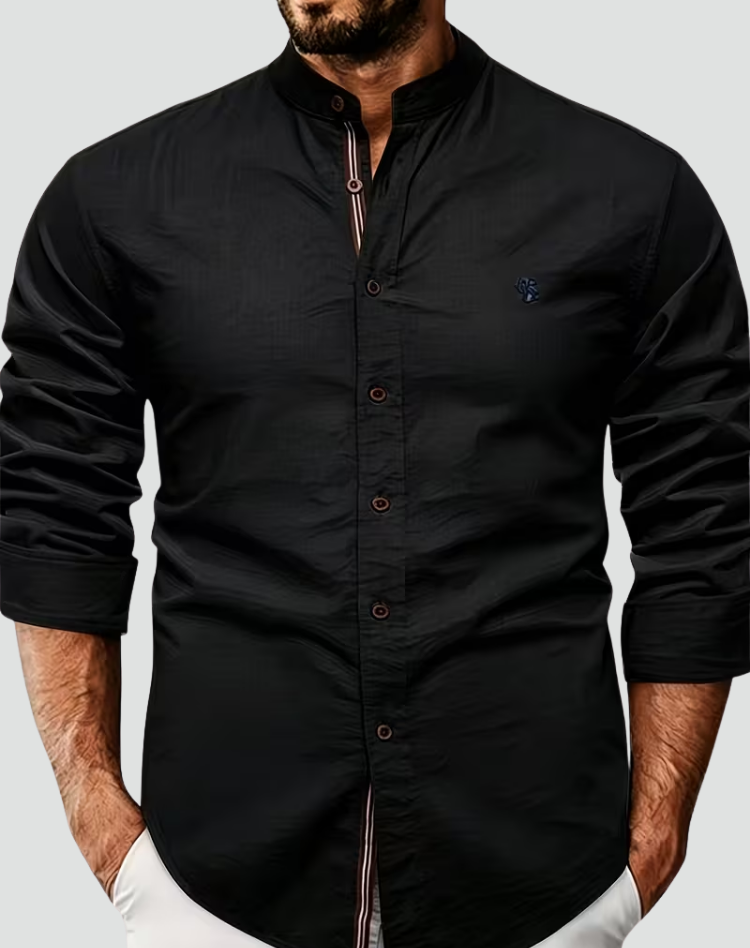 Heren Linnen Overhemd Korte Mouwen Slim Fit