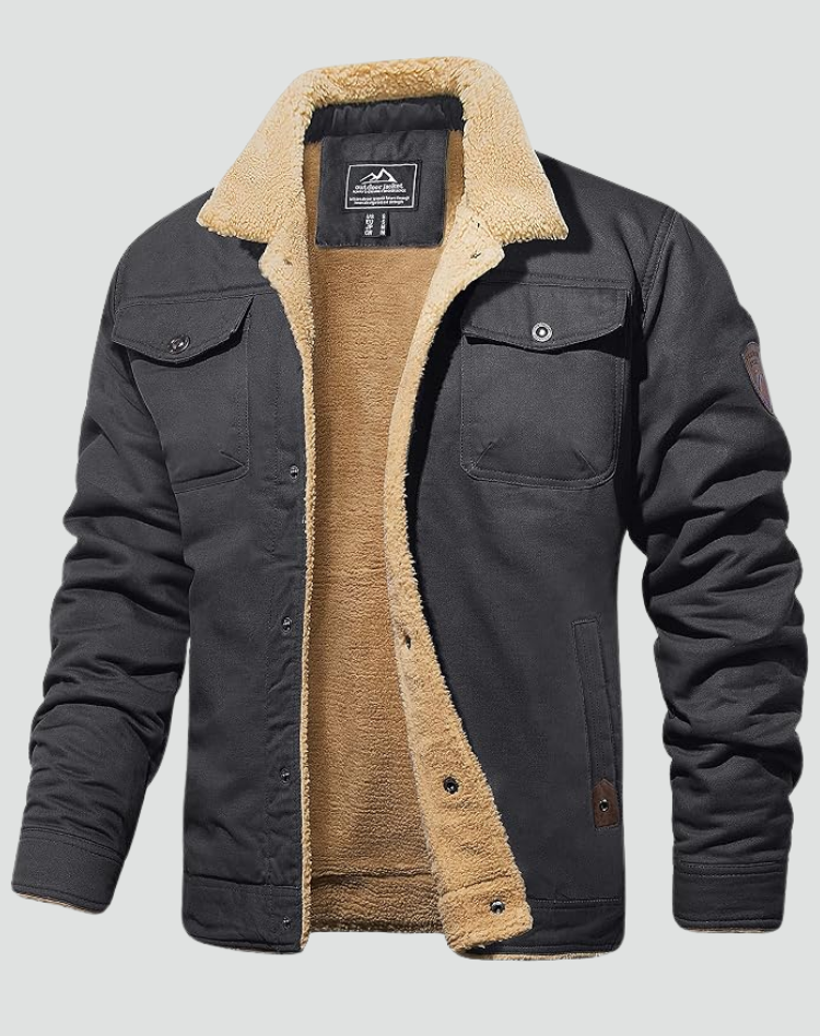 Sherpa Fleece Jas Heren Gevoerd Drukknopen Borstzakken