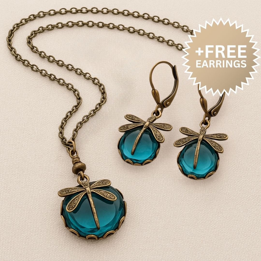Prachtige Vintage Libelle Halsketting met Bonus Oorbellen – Tijdelijke Aanbieding