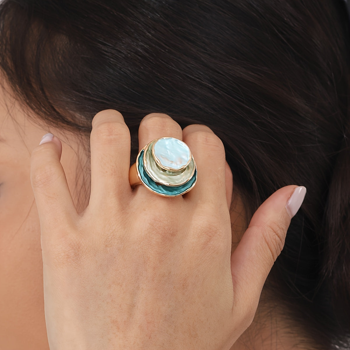 Elegante drie-laags ring in emaille