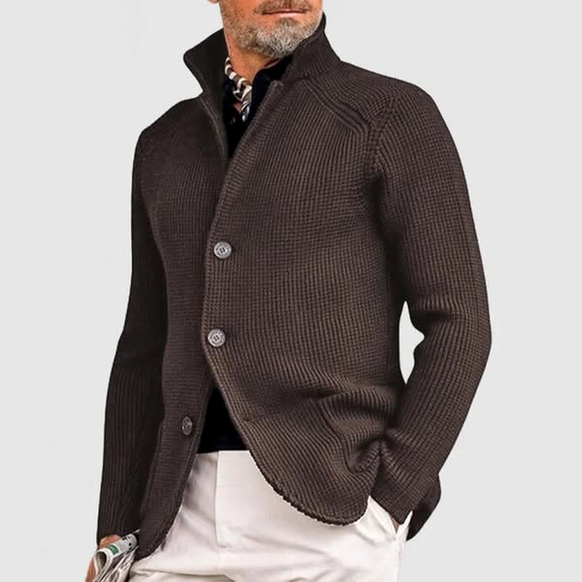 Whitman™ klassiek vest bruin, met knopen en opstaande kraag