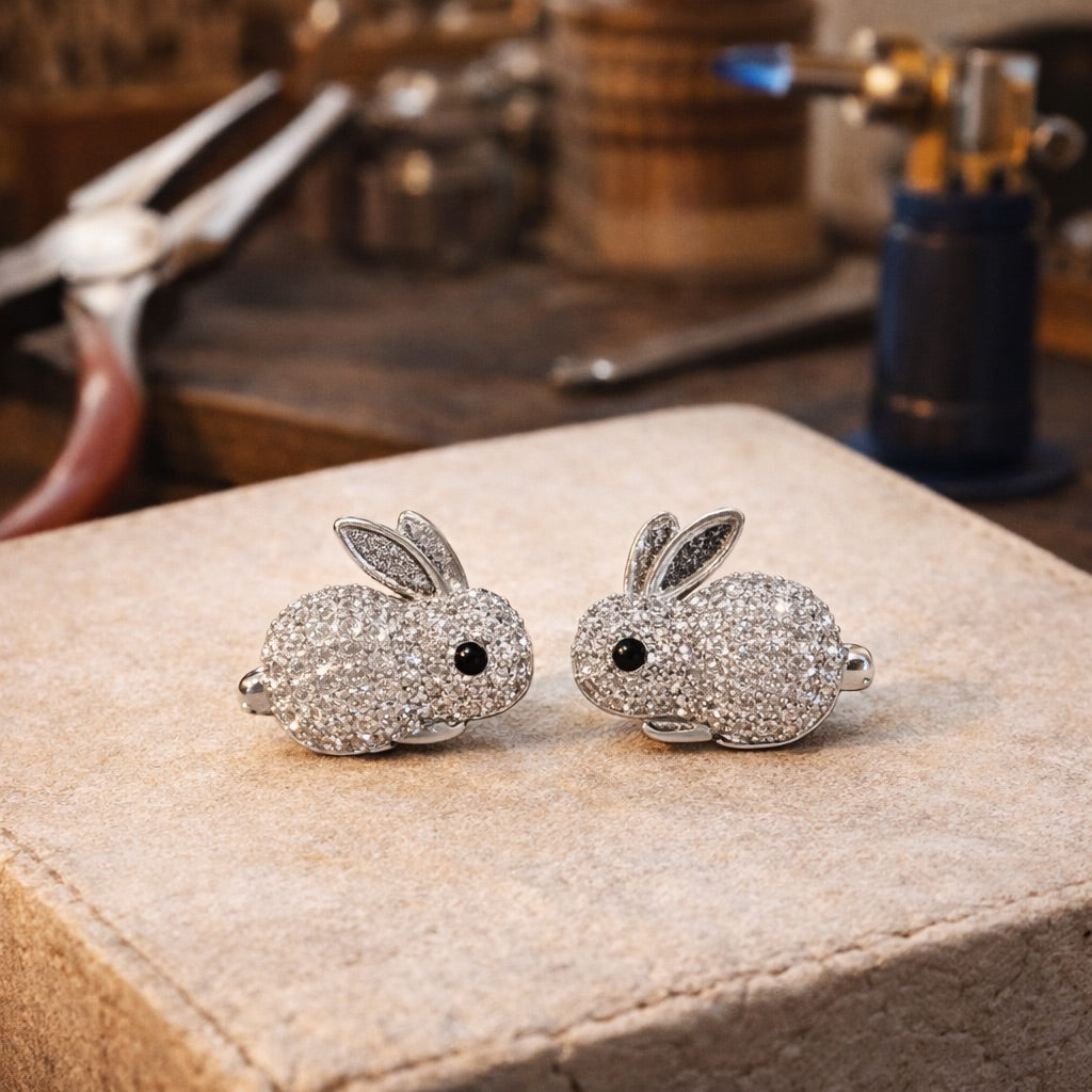 Schattige Konijn Crystal Stud Oorbellen