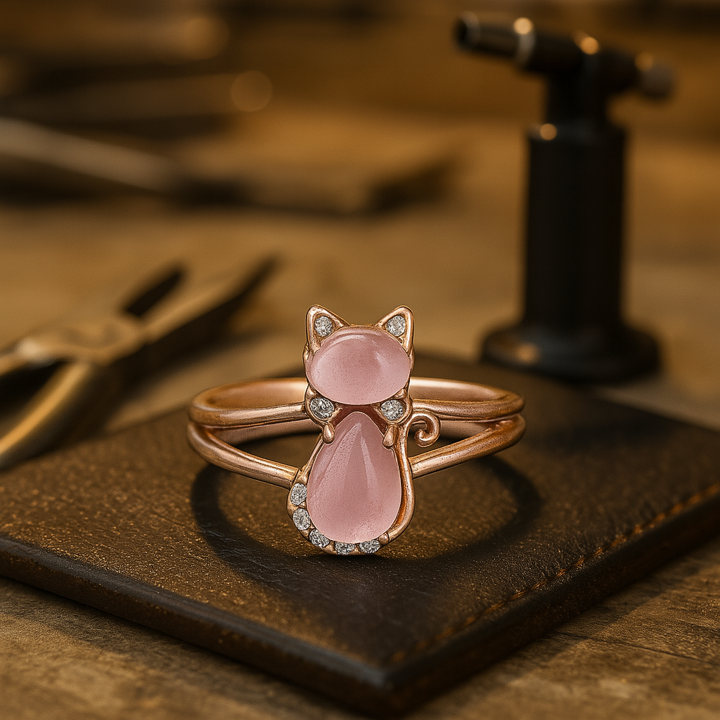 Kat Ring in Roze Goud