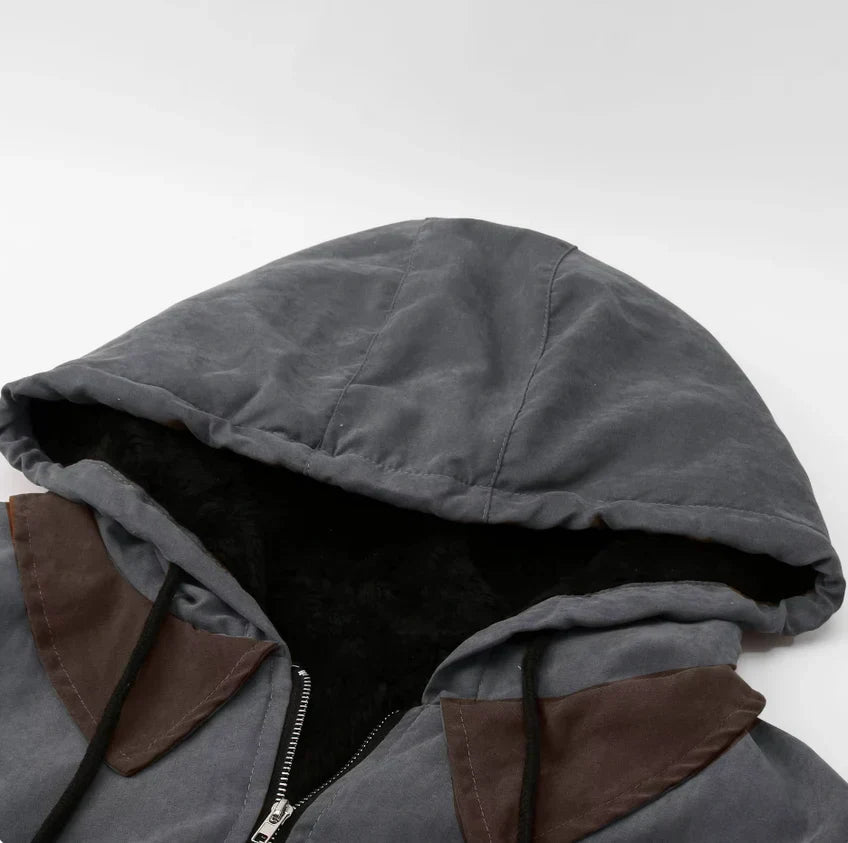 Heren tussenjas met capuchon en warme fleece voering