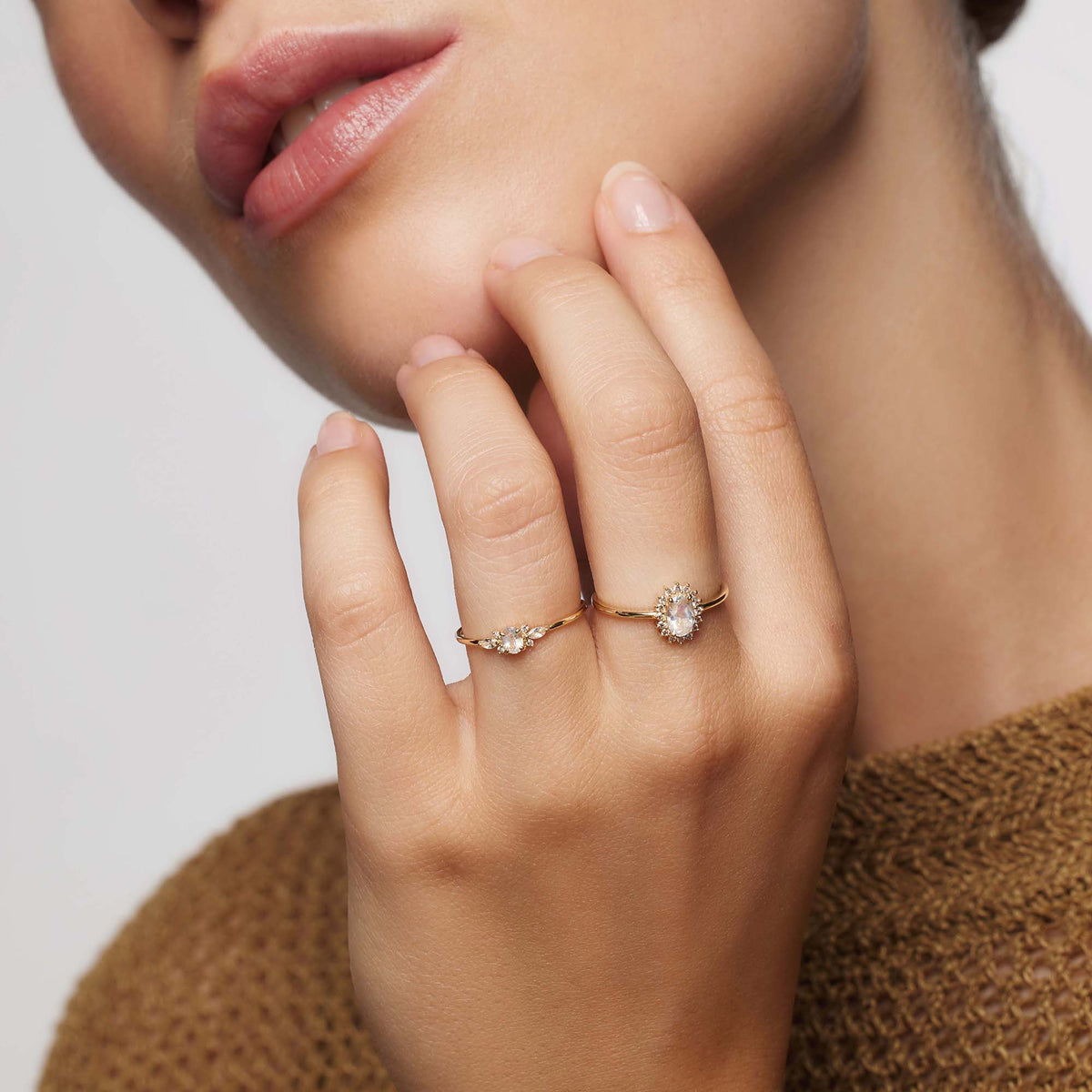 Gouden opaal ring met diamant