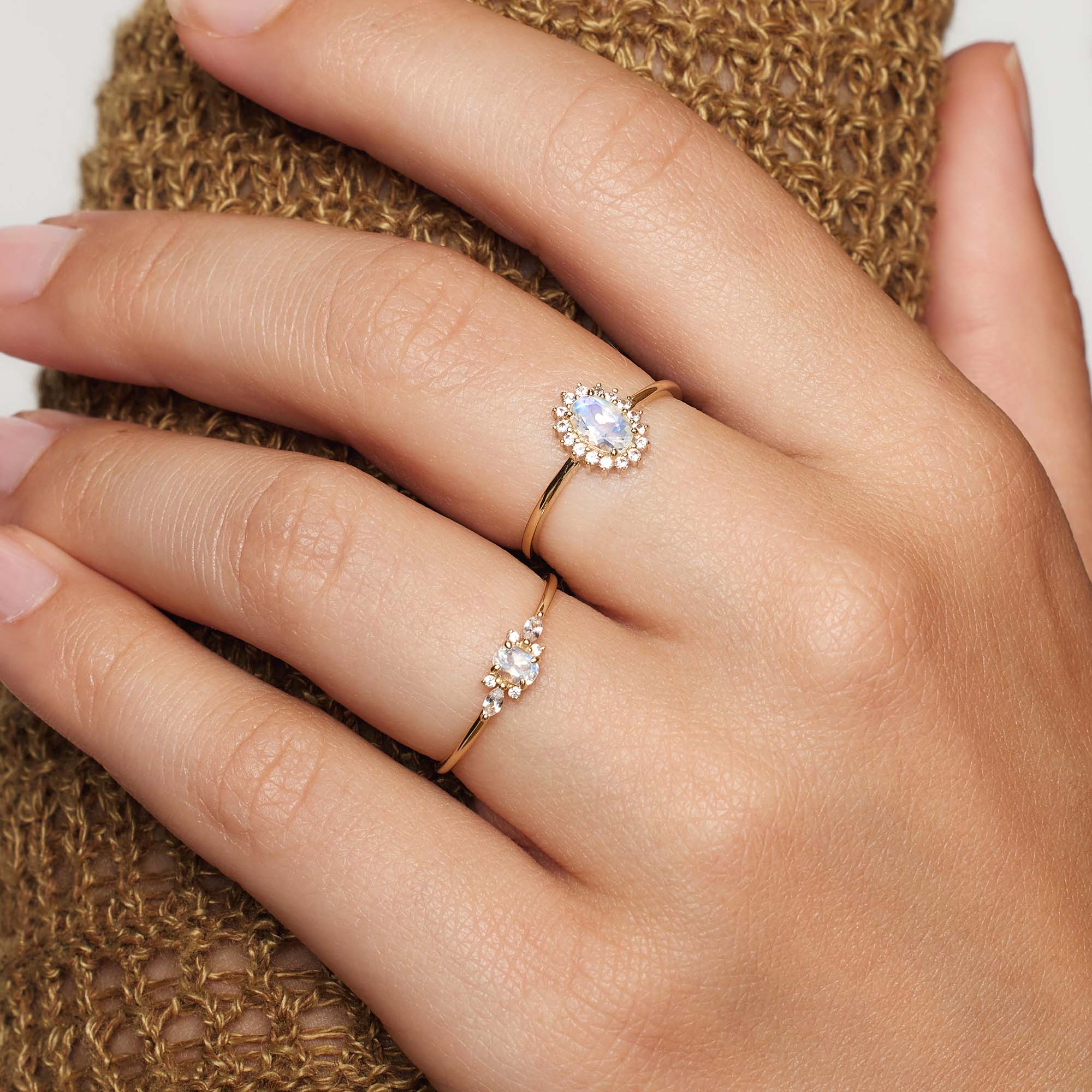 Gouden opaal ring met diamant