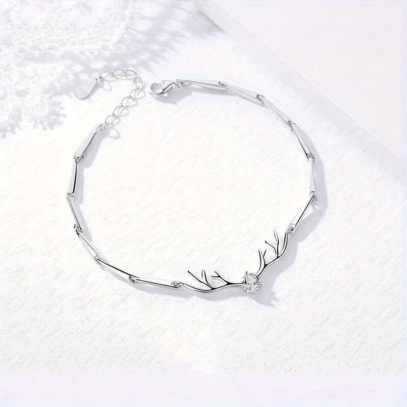 Hertengeweih Hart Armband met Zircon