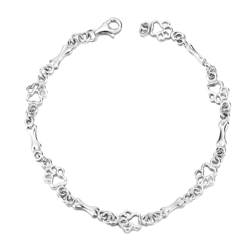 Beperkte Editie Pure Zilveren Hondenpoot en Bot Bedels Armband