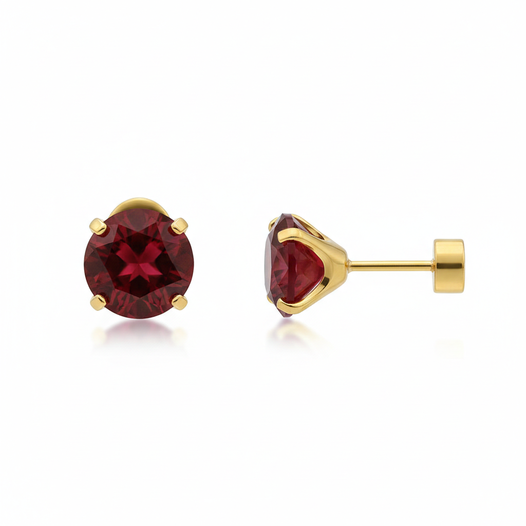 Elegante gouden oorbellen met ronde zirkonia