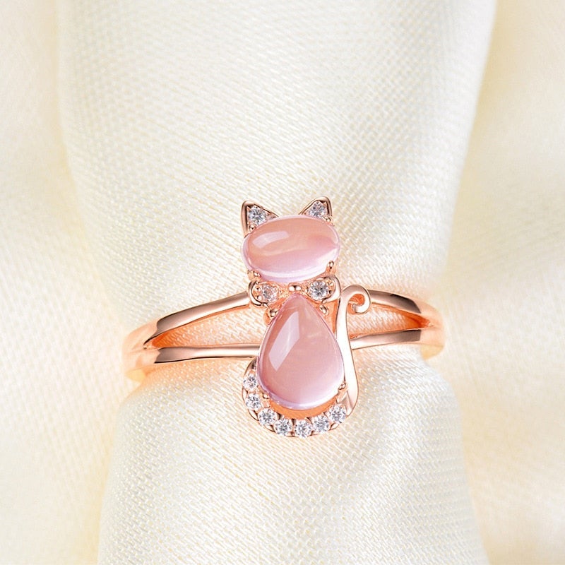 Kat Ring in Roze Goud
