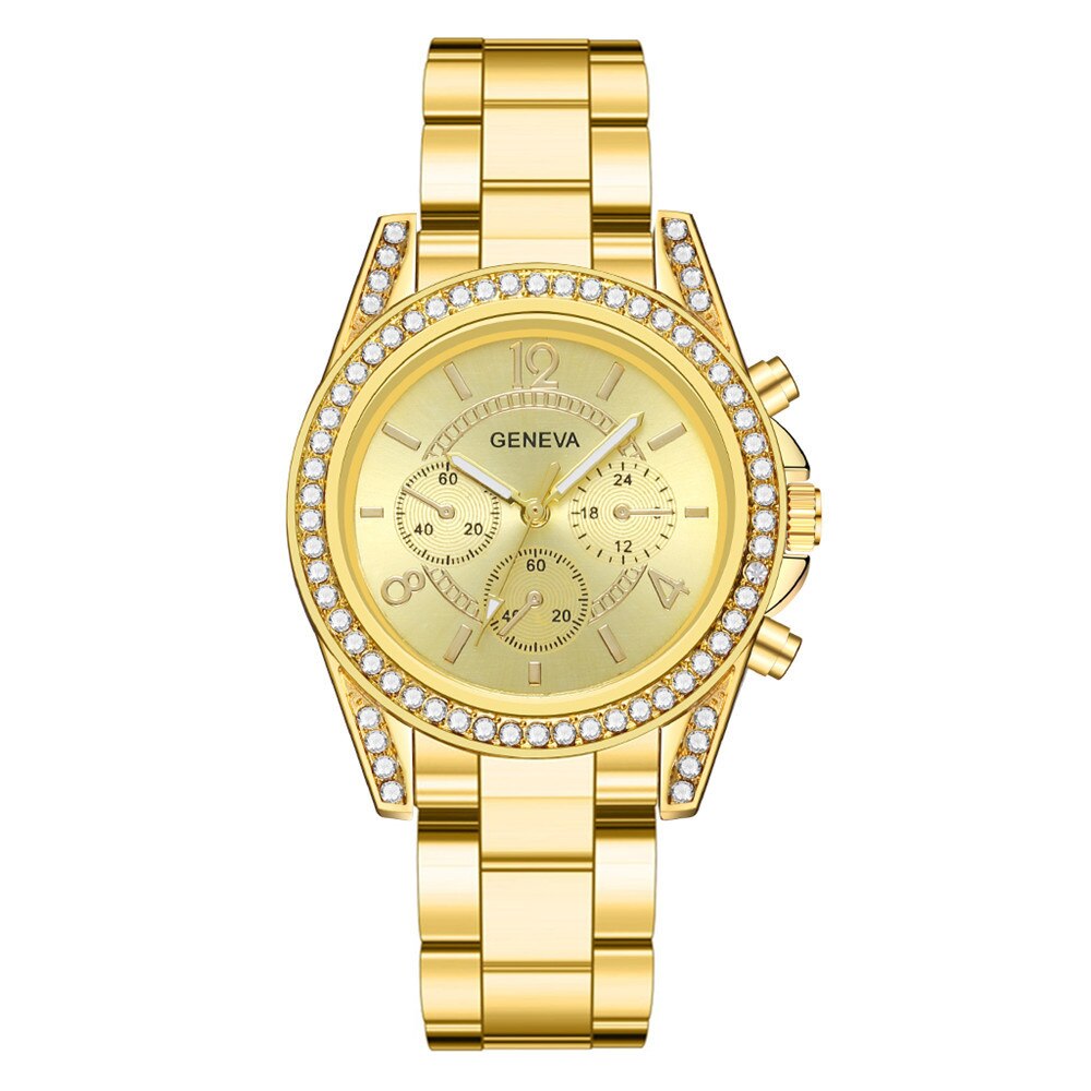 Elegante gouden horloge met subtiele parel