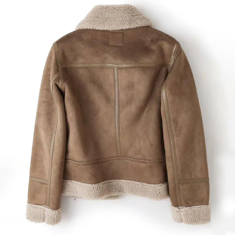 Bikerjack Dames Teddy Gevoerd Schuine Rits Getailleerd
